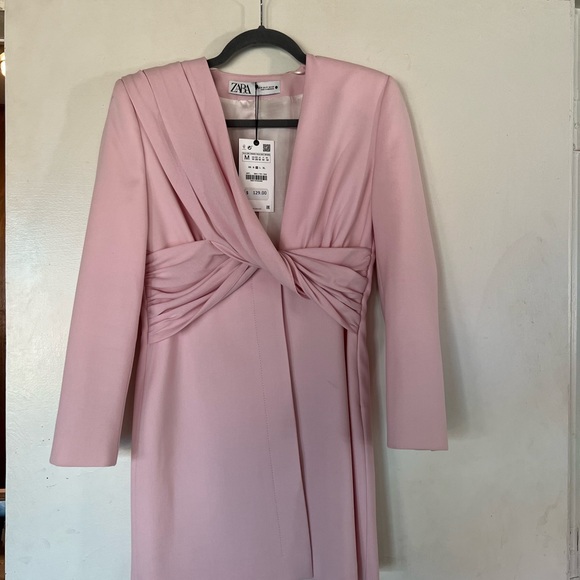 Zara Light Pink Draped Blazer Mini Dress - Picture 4 of 7